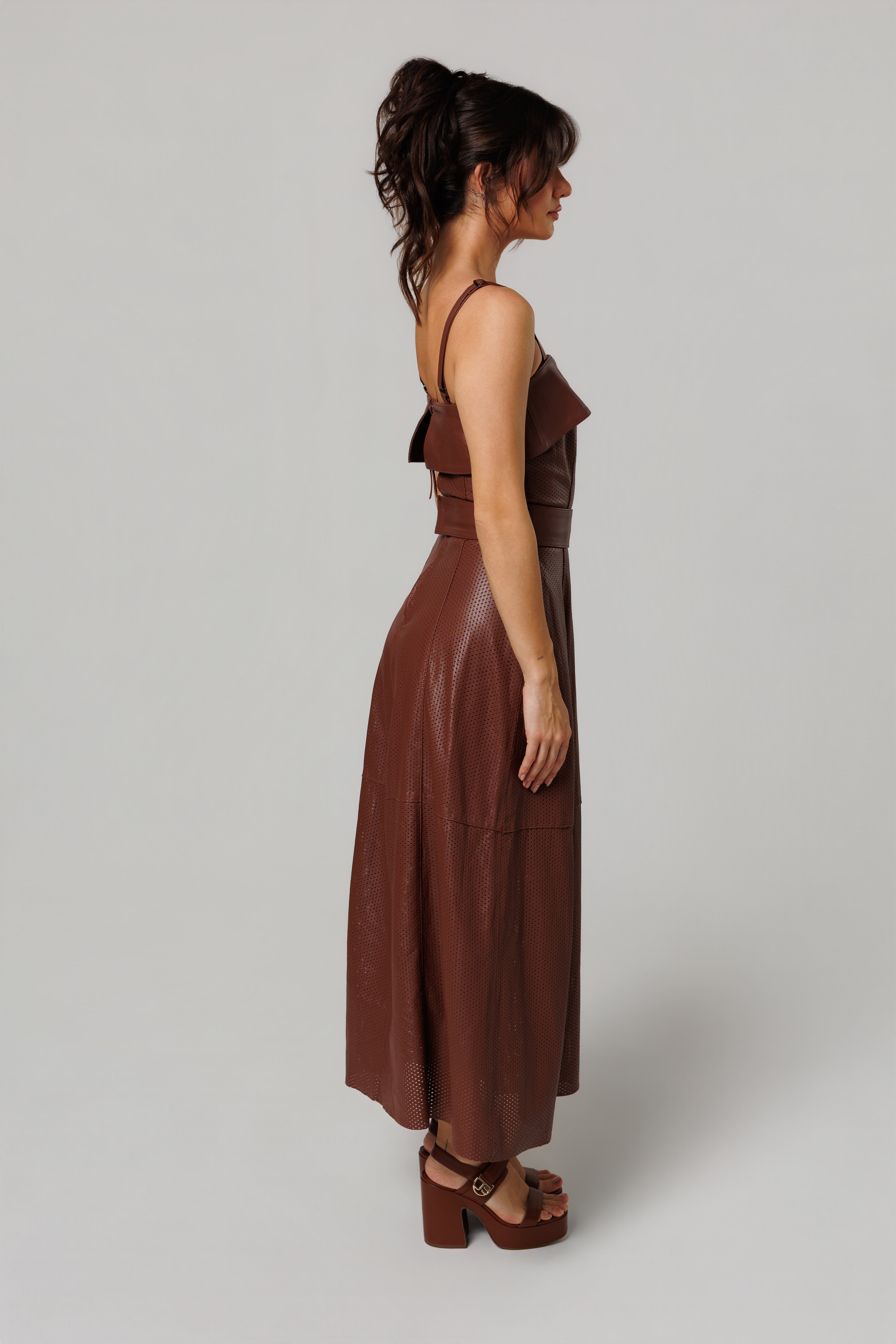 Vestido Midi com Laser Palermo Riviera Bardot