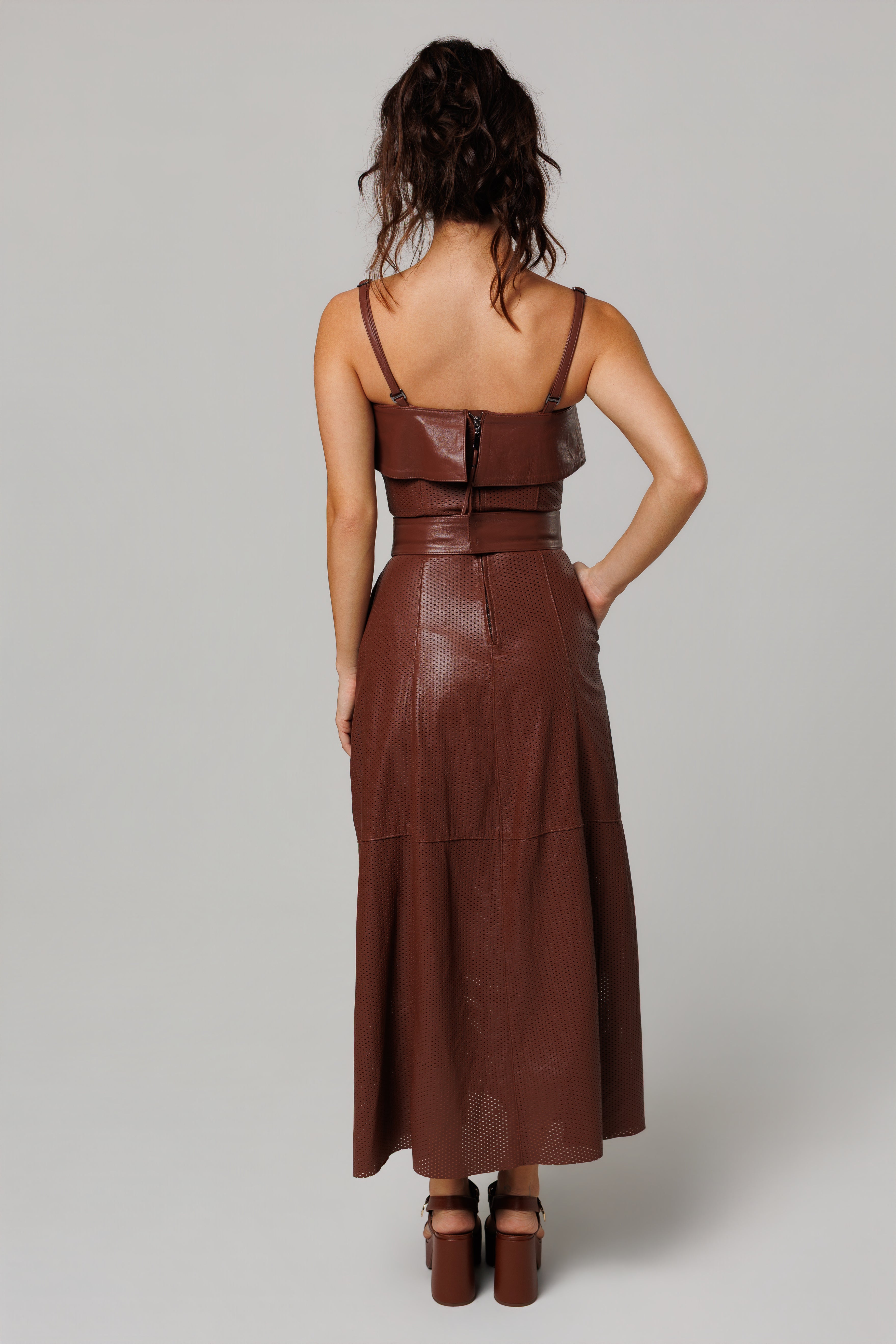 Vestido Midi com Laser Palermo Riviera Bardot