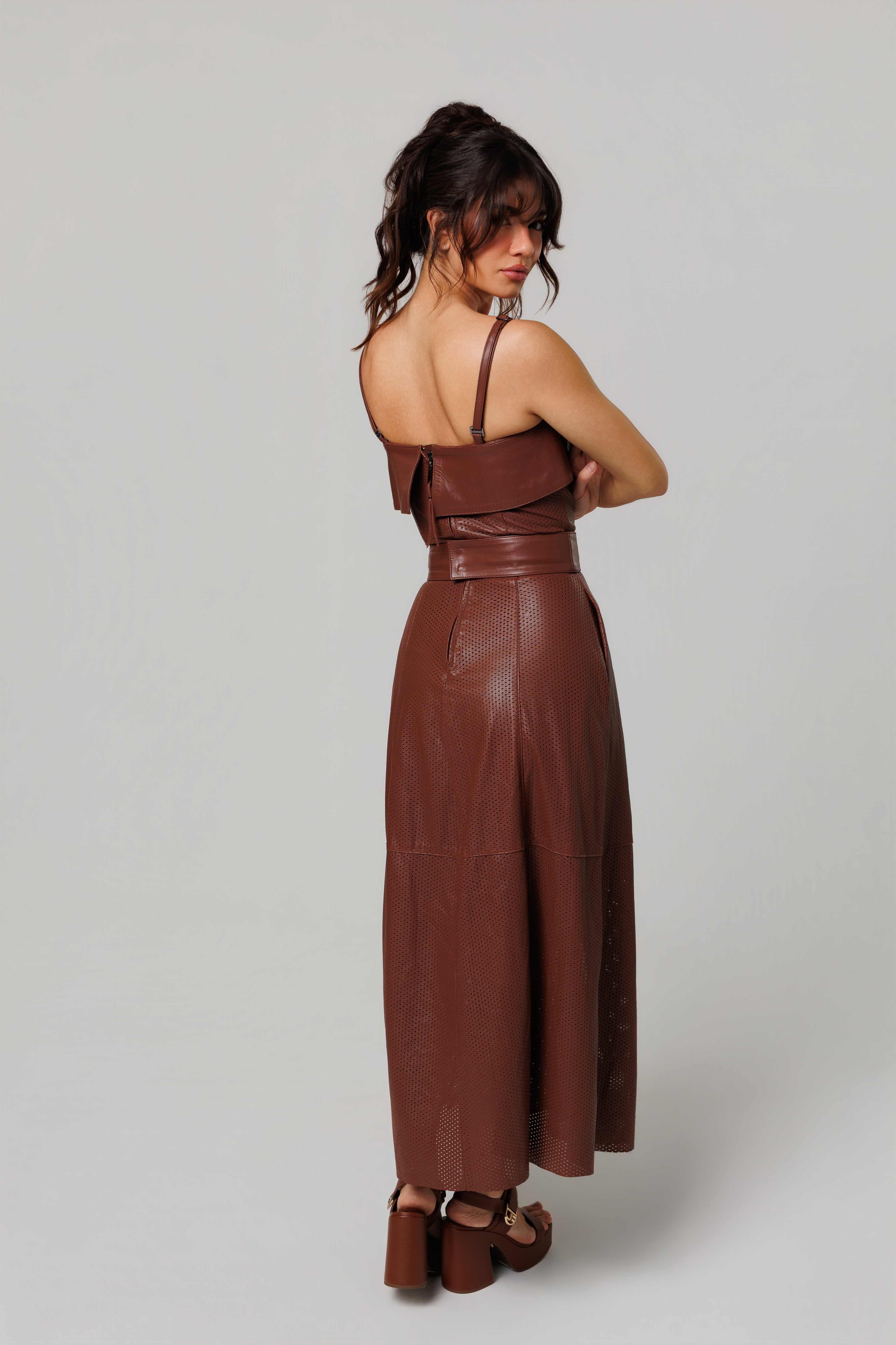 Vestido Midi com Laser Palermo Riviera Bardot